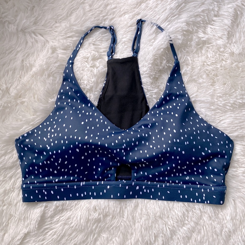 Women's Navy Sports Bra with White Dots